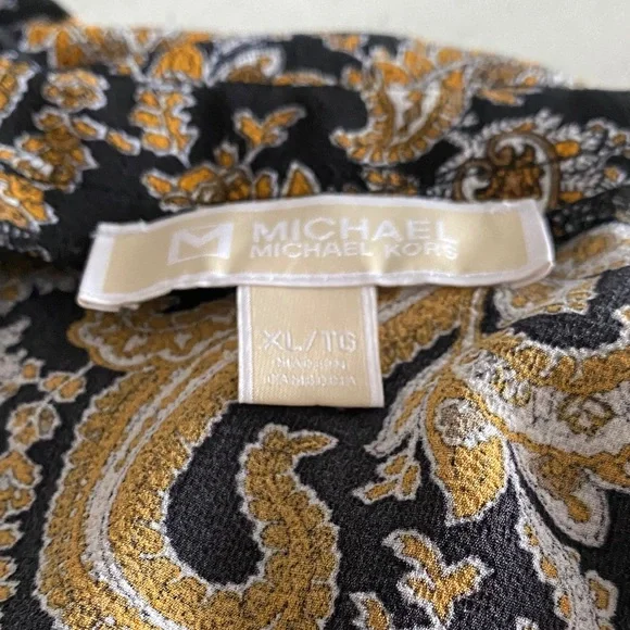 Michael Kors Black and Gold Paisley Blouse XL - Picture 7 of 9